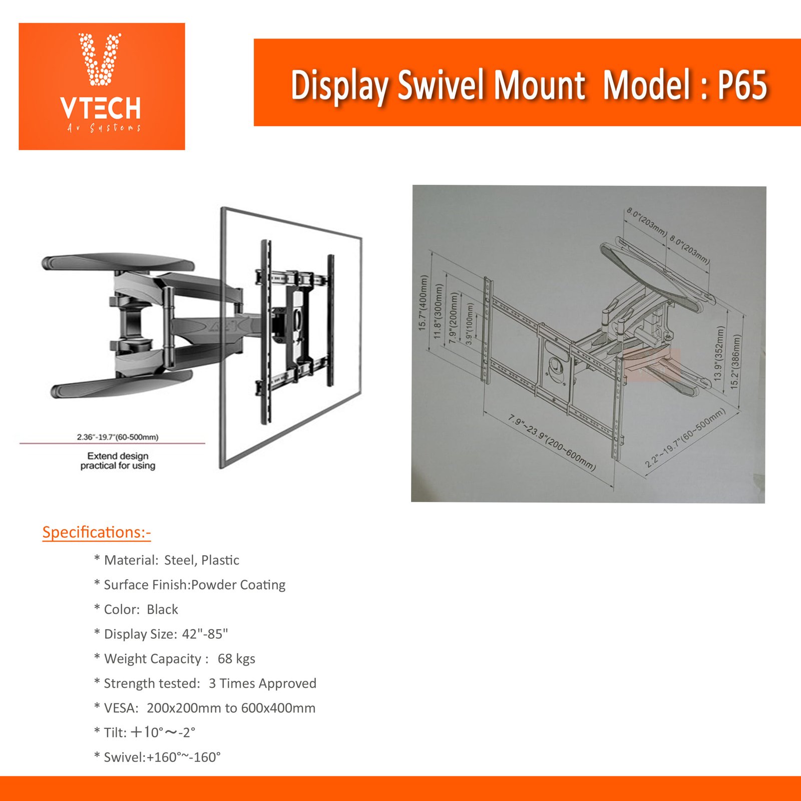 p65 tv wall mount