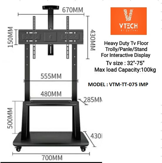 TV Trolley Stand Model : VTM-TT-075 IMP