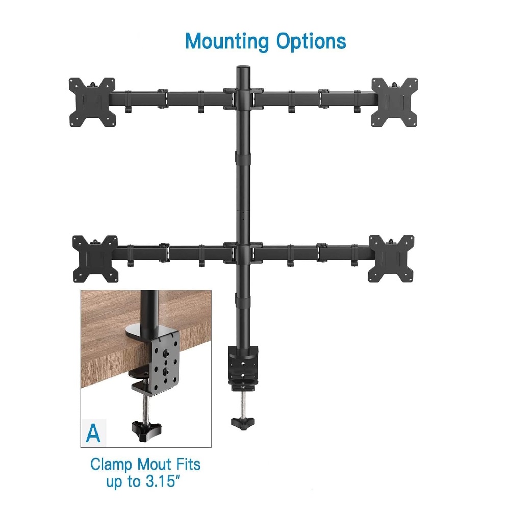 Quad Monitor Desk Mount, Free Stand for 4 Screens