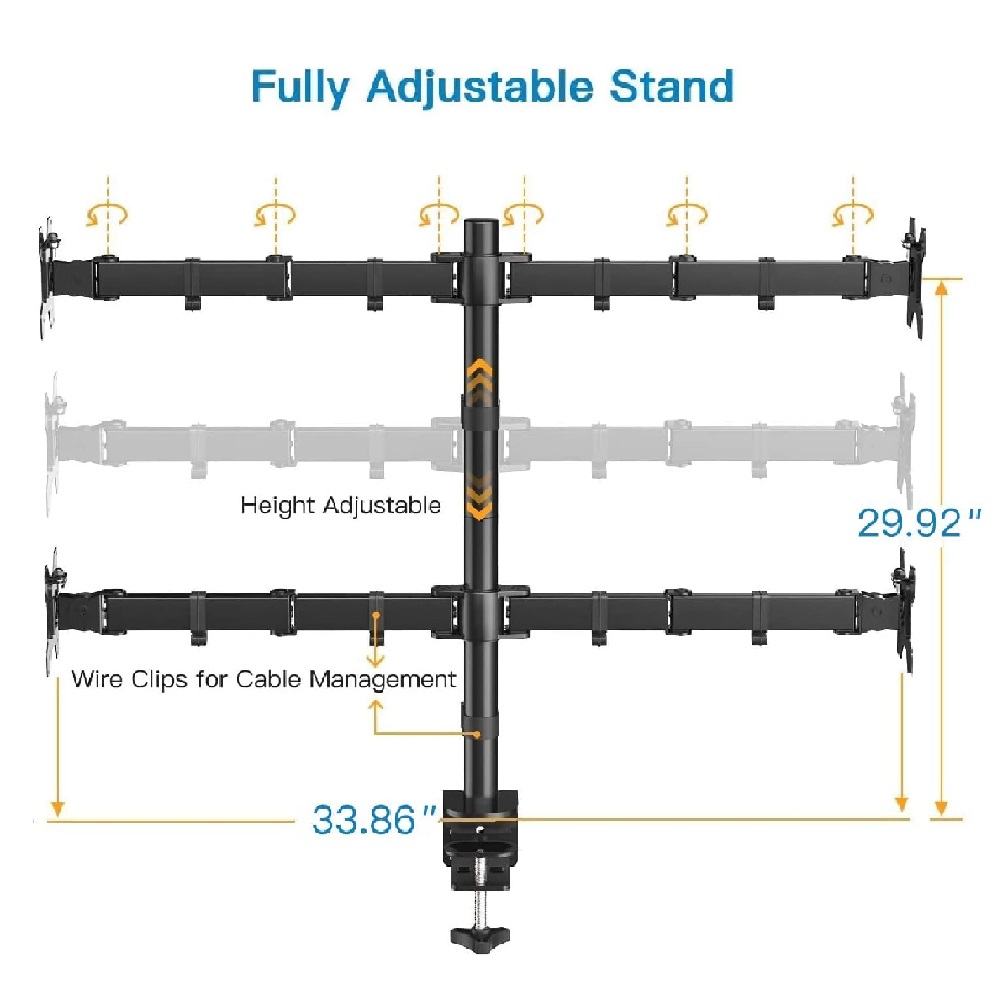 Quad Monitor Desk Mount, Free Stand for 4 Screens