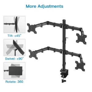 Quad Monitor Desk Mount, Free Stand for 4 Screens