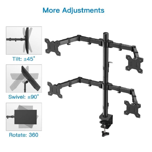 Quad Monitor Desk Mount, Free Stand for 4 Screens