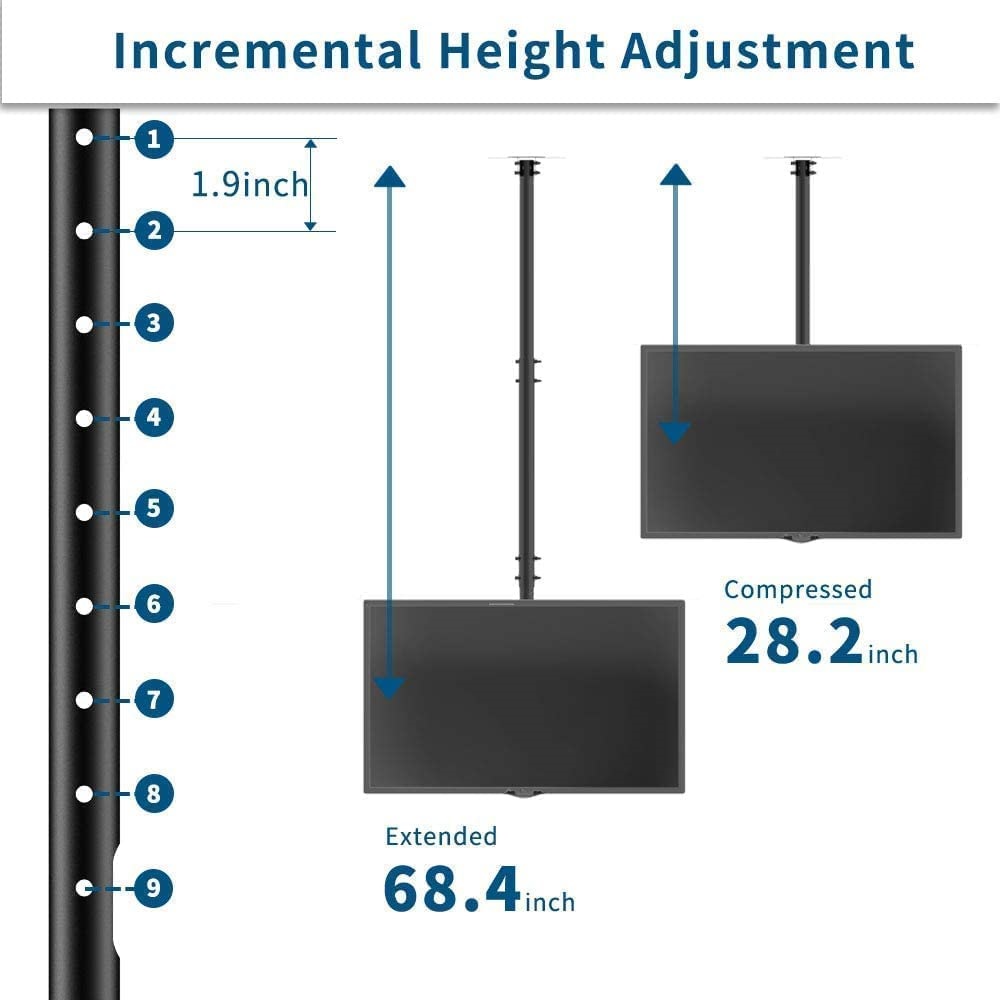 Heavy Duty Led TV Ceiling Mount Adjustable Bracket Fits 32-75 Inch LCD LED 4K TV
