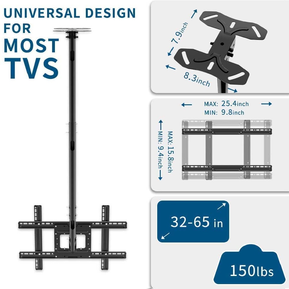 Heavy Duty Led TV Ceiling Mount Adjustable Bracket Fits 32-75 Inch LCD LED 4K TV