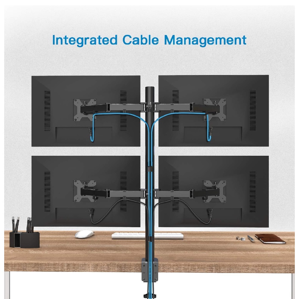 Quad Monitor Desk Mount, Free Stand for 4 Screens