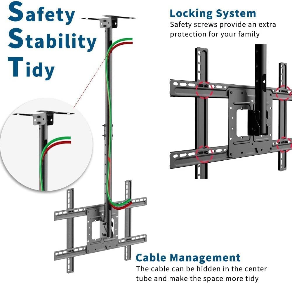 Heavy Duty Led TV Ceiling Mount Adjustable Bracket Fits 32-75 Inch LCD LED 4K TV