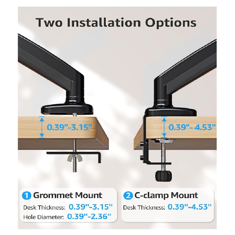 Single Monitor Arm Gas Spring for 13”-32” Screen, Monitor Desk Mount.